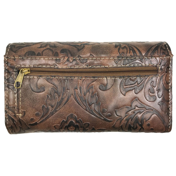 Western Medallion Concho Trifold Crossbody Wallet