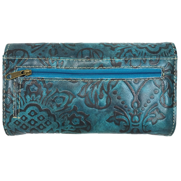 Women Western Floral Damask Medallion Crossbody Wallet