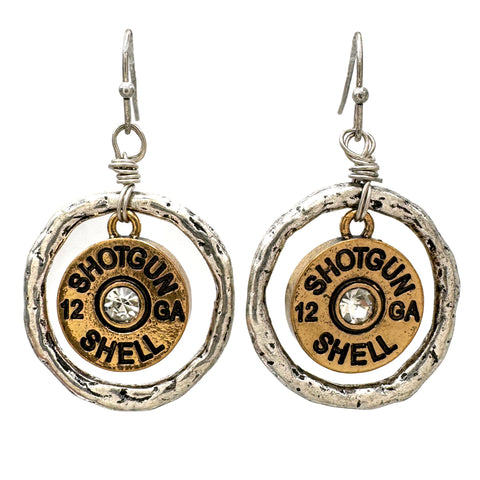 Shotgun Bullet Shell Wired Western Dangle Earrings