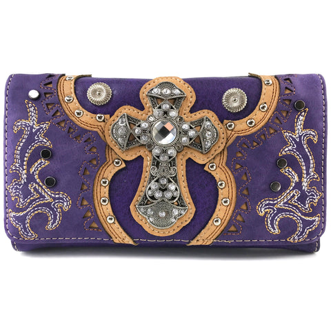 Vintage Cross Western Crossbody Wallet