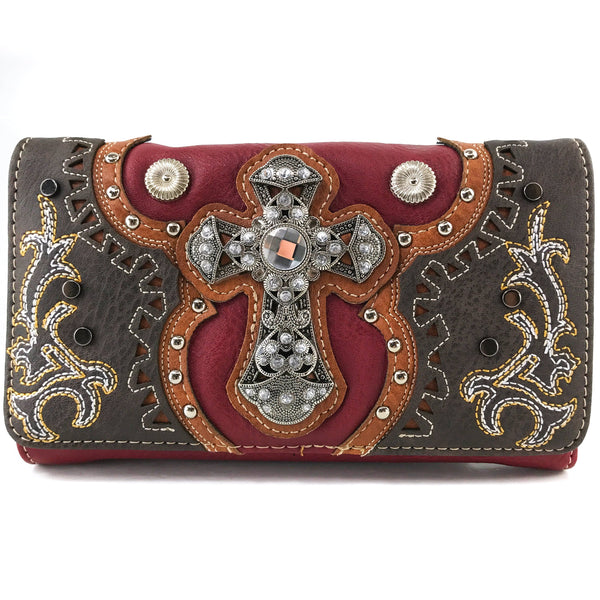 Vintage Cross Western Crossbody Wallet