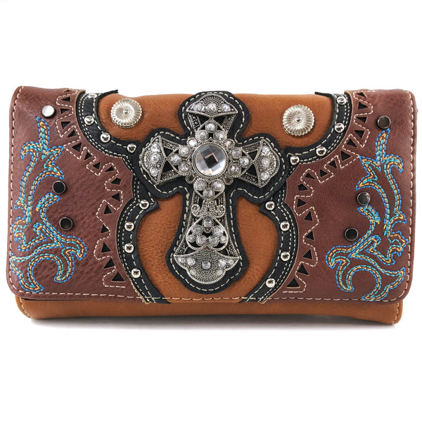 Vintage Cross Western Crossbody Wallet