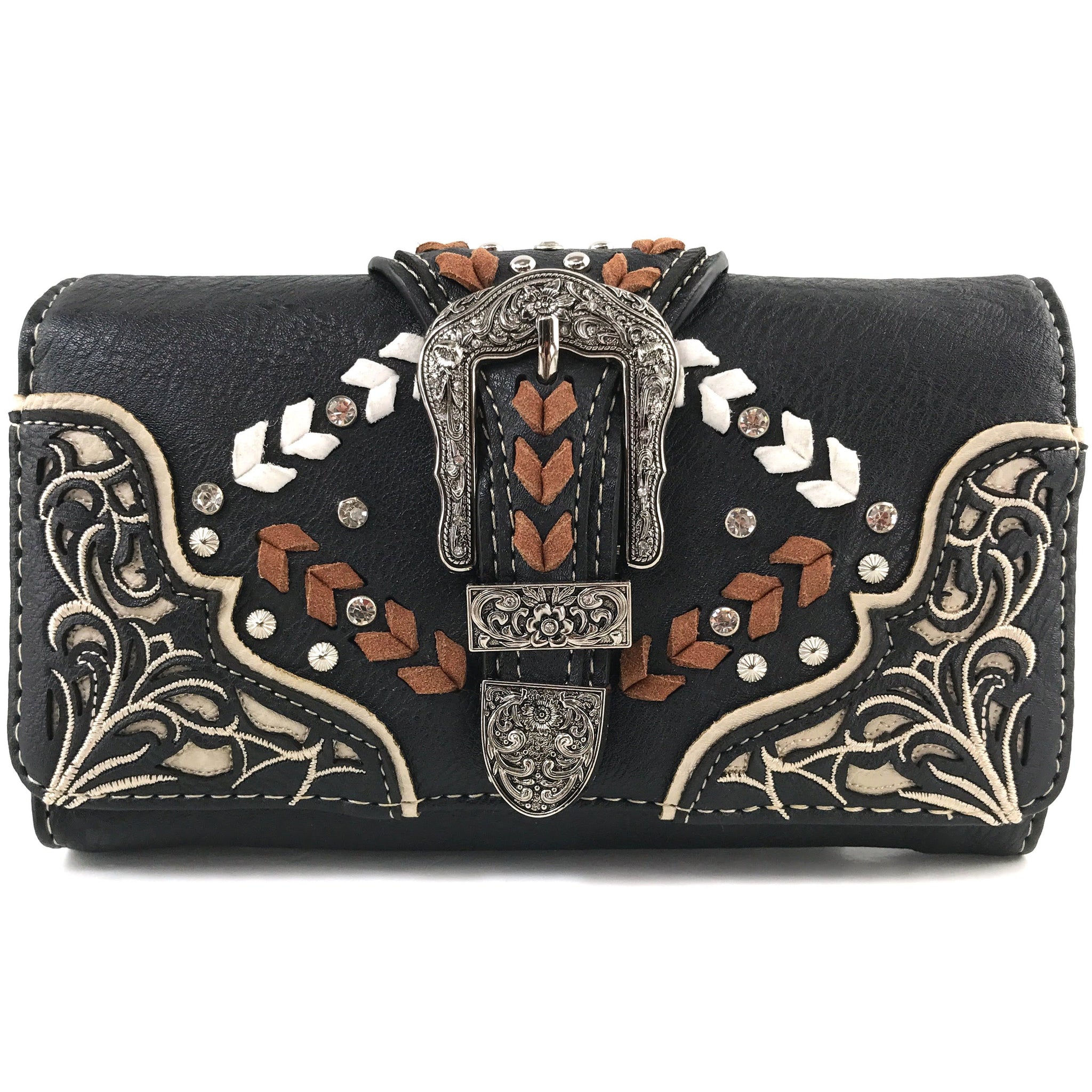 Western Buckle Chevron Women's Crossbody Wallet