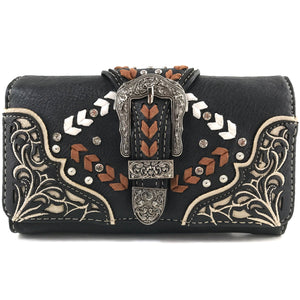 Western Buckle Chevron Women's Crossbody Wallet