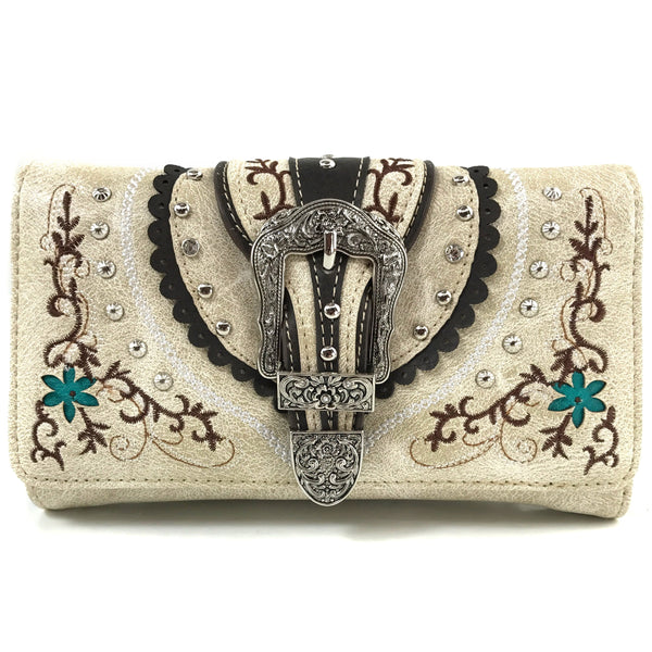 Flower Design Belt Buckle Women's Wallet