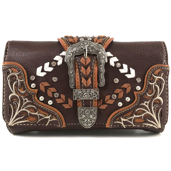 Western Buckle Chevron Women's Crossbody Wallet