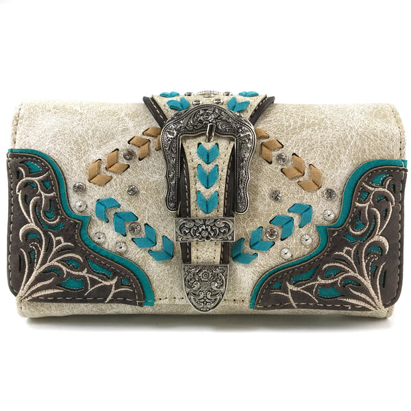 Western Buckle Chevron Women's Crossbody Wallet