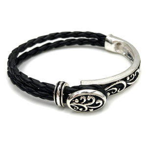 Braided Leather Rope Filigree Bracelet