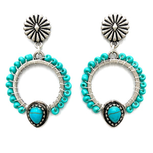 Turquoise Beads Circle Earrings