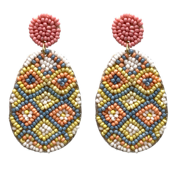 Easter Egg Decorated Seed Bead Earrings