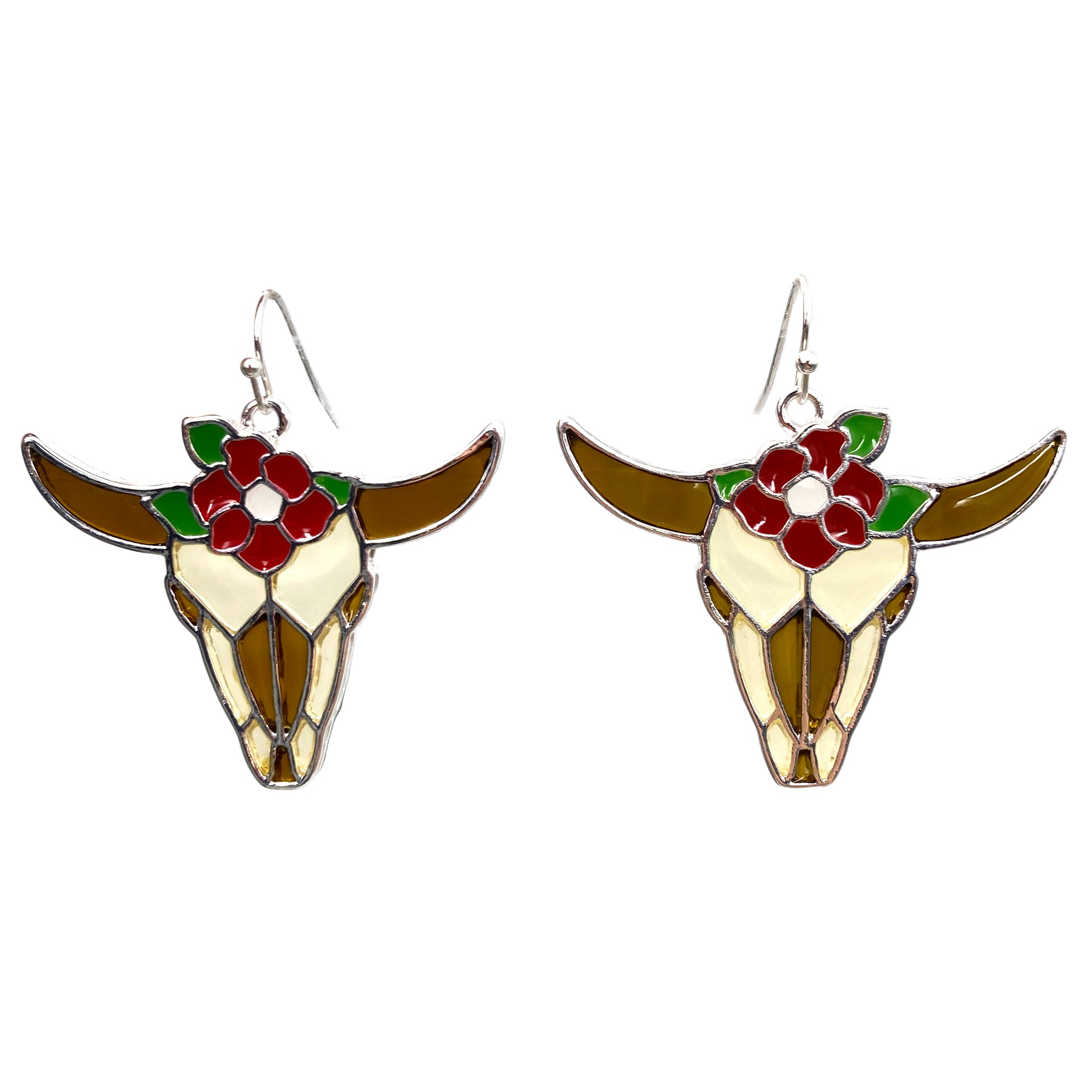 Stained Glass Longhorn Earrings