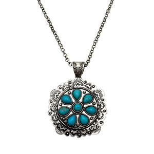 Flower Concho Pendant Necklace