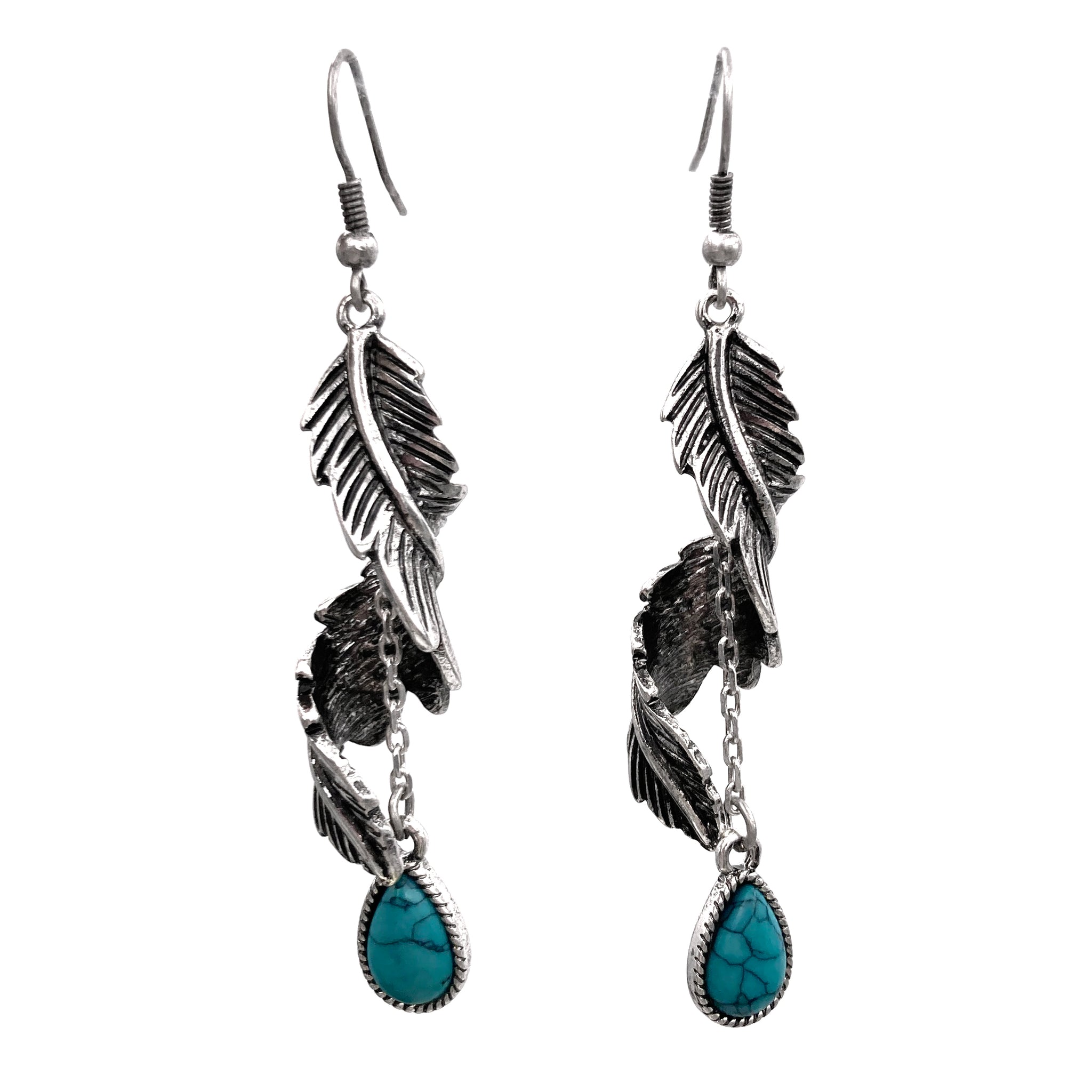 Twisted Feather Teardrop Earrings