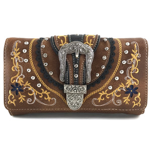 Flower Design Belt Buckle Women's Wallet