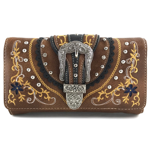 Flower Design Belt Buckle Women's Wallet