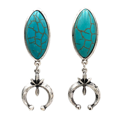 Naja Squash Blossom Cabochon Mandorla Earrings