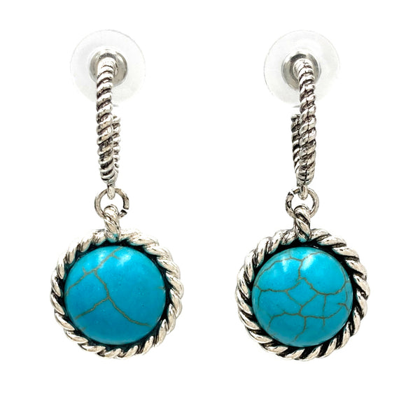 Rope C Hoop with Turquoise Earrings