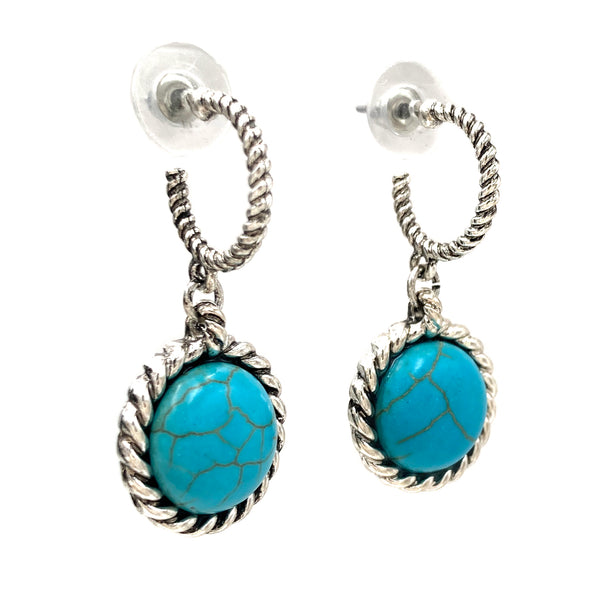 Rope C Hoop with Turquoise Earrings