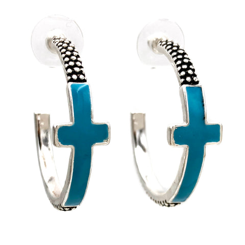 Colored Cross Hoop Earrings