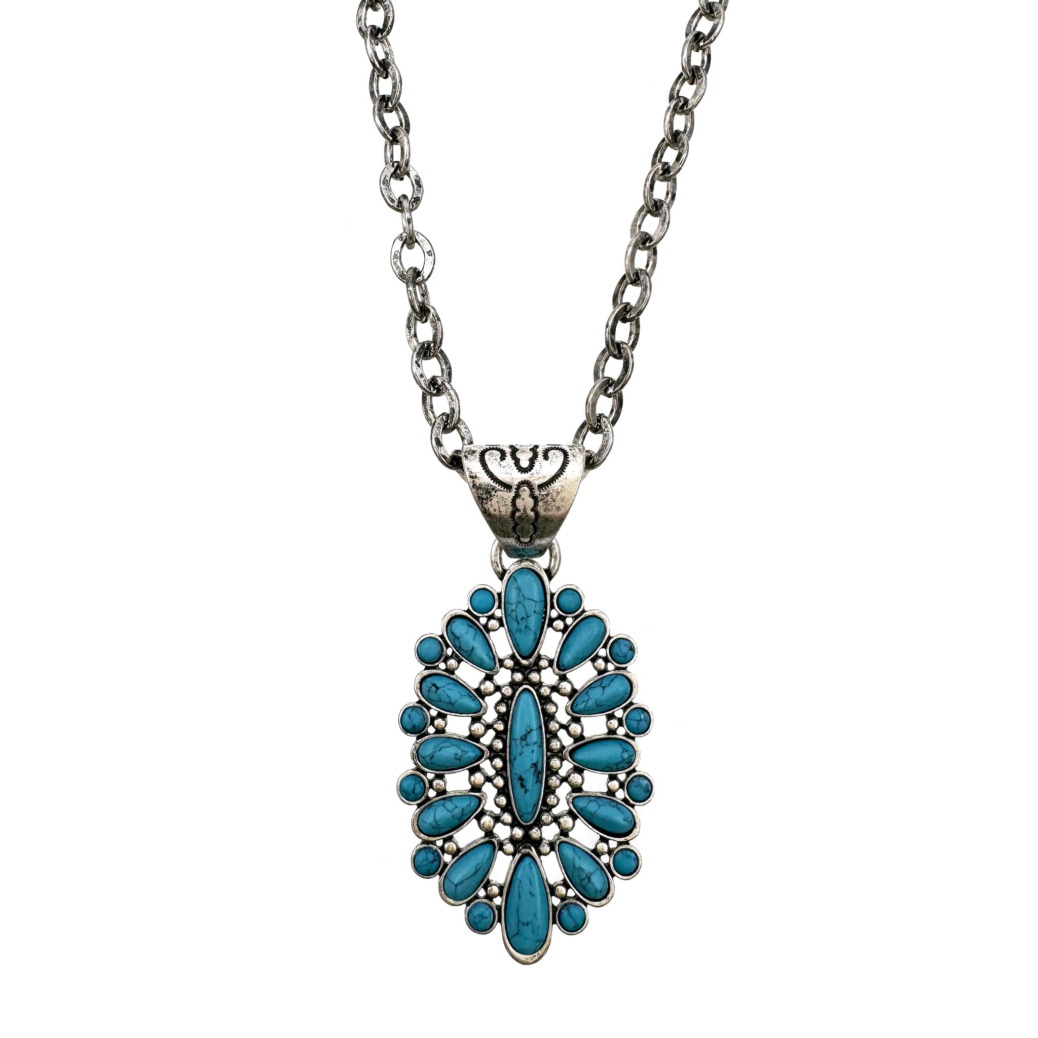 Navajo Blossom Pendant Long Necklace