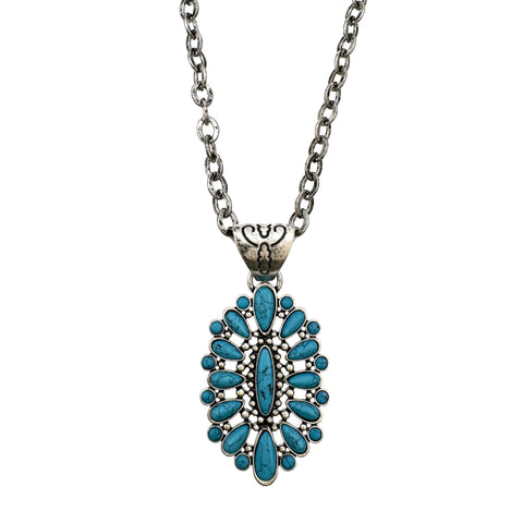 Navajo Blossom Pendant Long Necklace