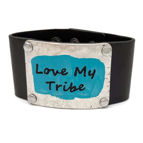 Love My Tribe Wide Leather Wrap Bracelet