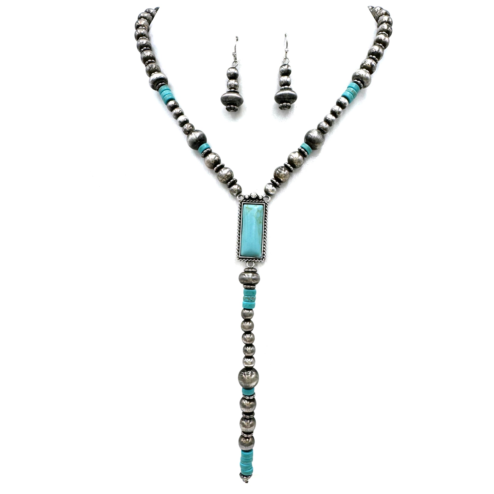 Cute Navajo Style Tie Necklace Earrings Set