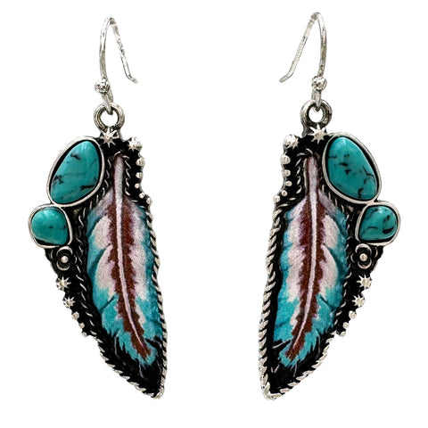 Native Indian Feathers Dangle Earrings