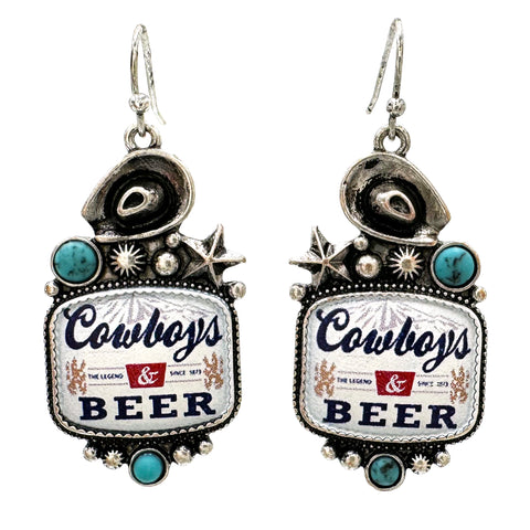 Cowboys Beer Dangle Earrings