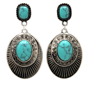 Turquoise Stone Native Sun Dance Earrings