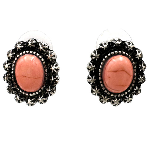 Oval Concho Stud Earrings