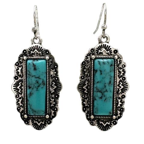 Turquoise Stone Western Dangle Earrings