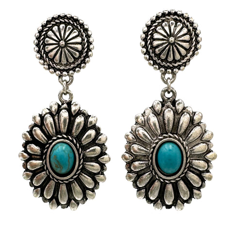 Turquoise Conchos Stud Earrings