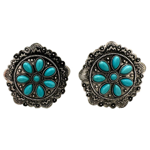 Turquoise Concho Stud Earrings