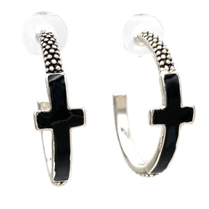 Colored Cross Hoop Earrings