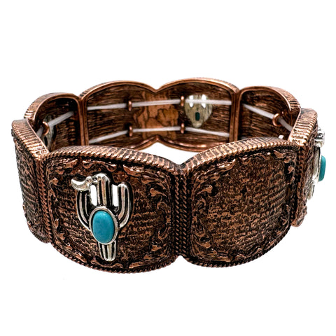 Cactus Copper Western Stretch Bracelet