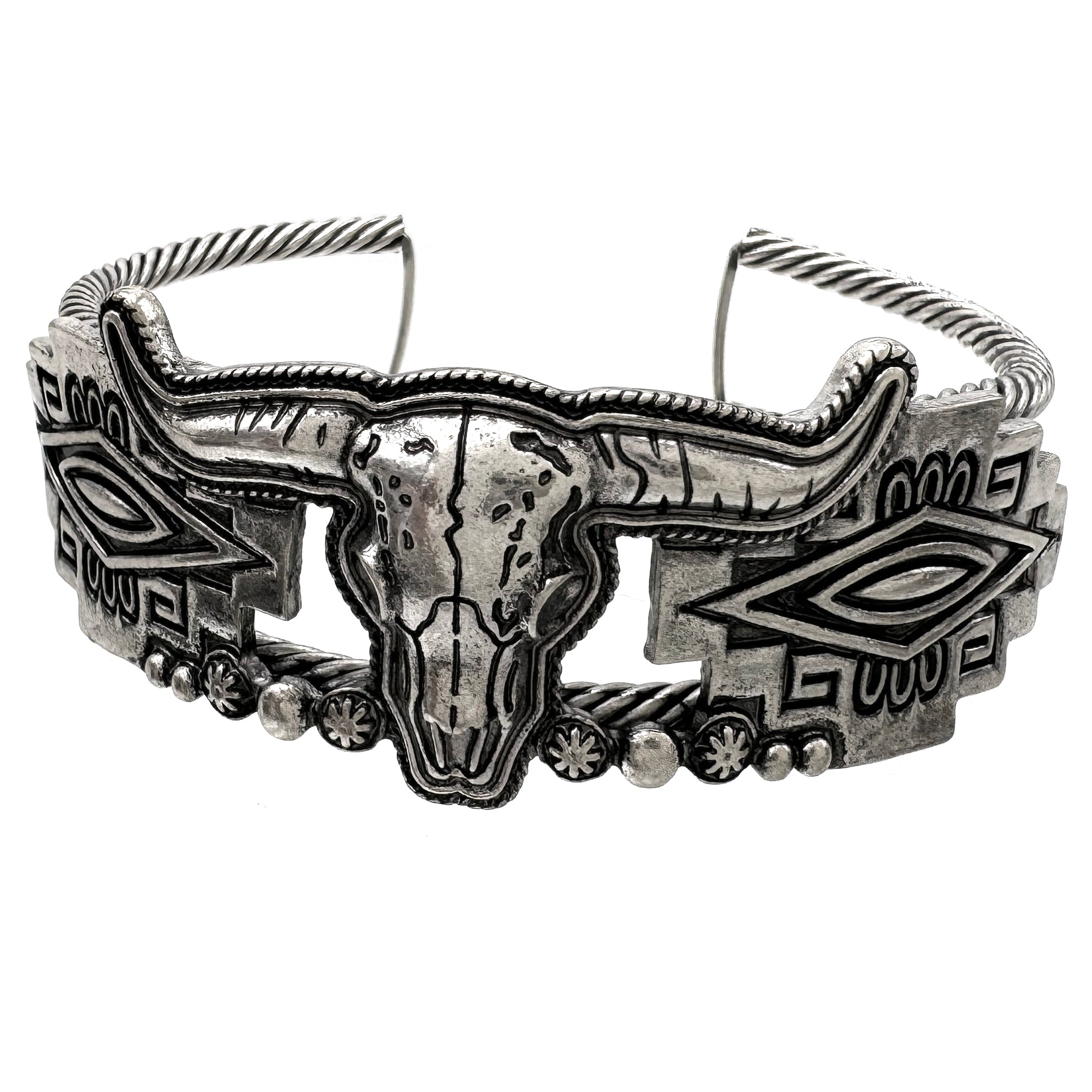 Longhorn Skull Navajo Rope Bangle Bracelet