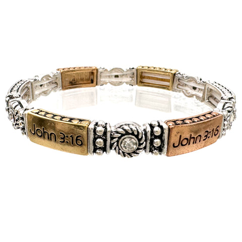 John 3:16 Tritone Stretch Bracelet