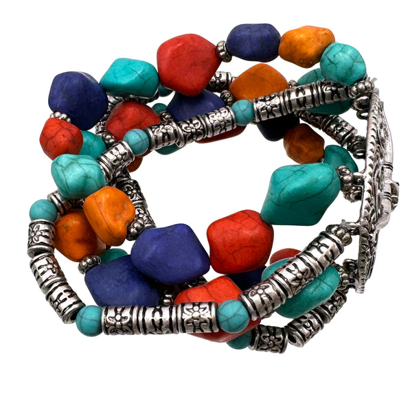 Longhorn Turquoise Pebbles Western Chunky Bracelet