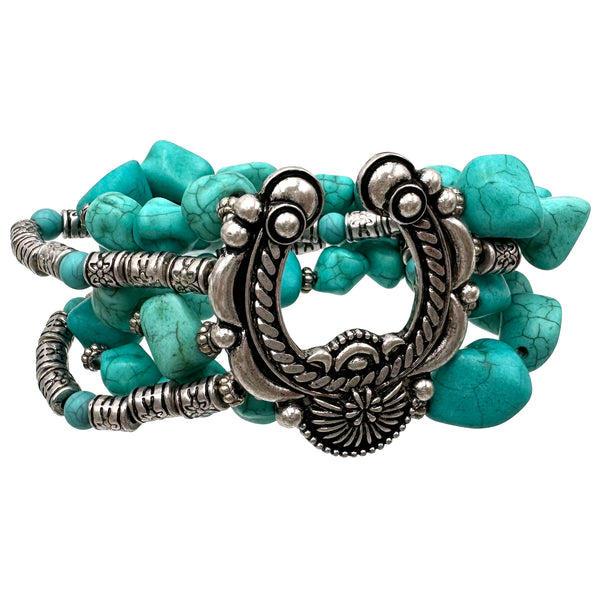 Blossom Turquoise Pebbles Western Chunky Bracelet