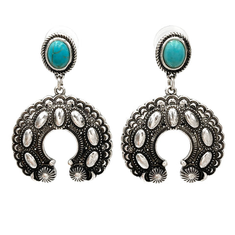 Naja Squash Blossom Turquoise Native Earrings