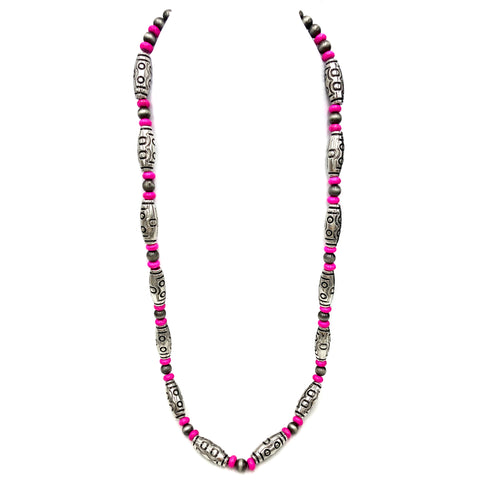 Navajo Hot Pink Long Necklace