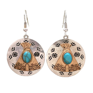 Native American Indians Tepee Circle Earrings