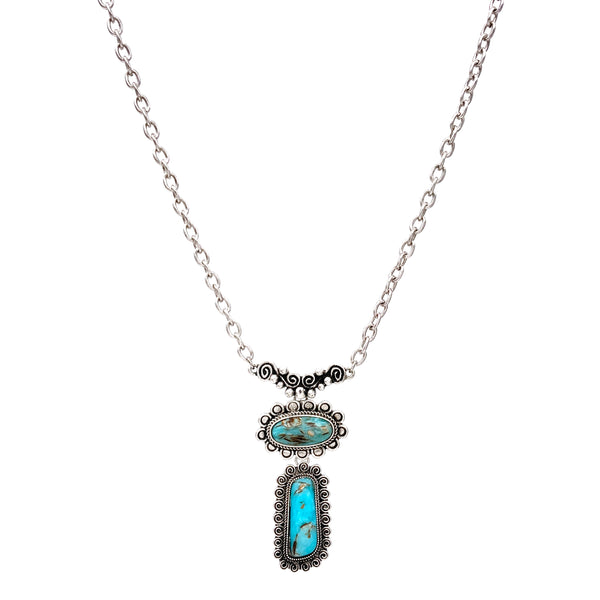 Cabochon Turquoise Stone Chain Necklace