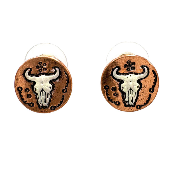 Longhorn Round Stud Earrings