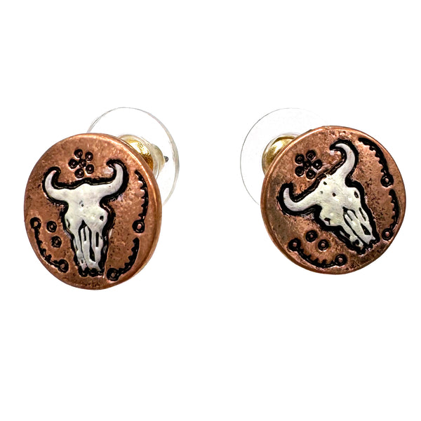 Longhorn Round Stud Earrings