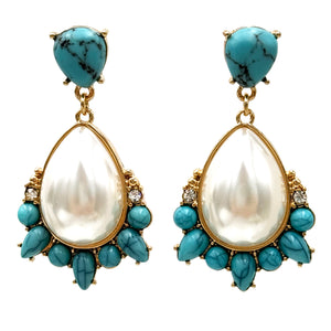 Turquoise Pearl Teardrop Earrings