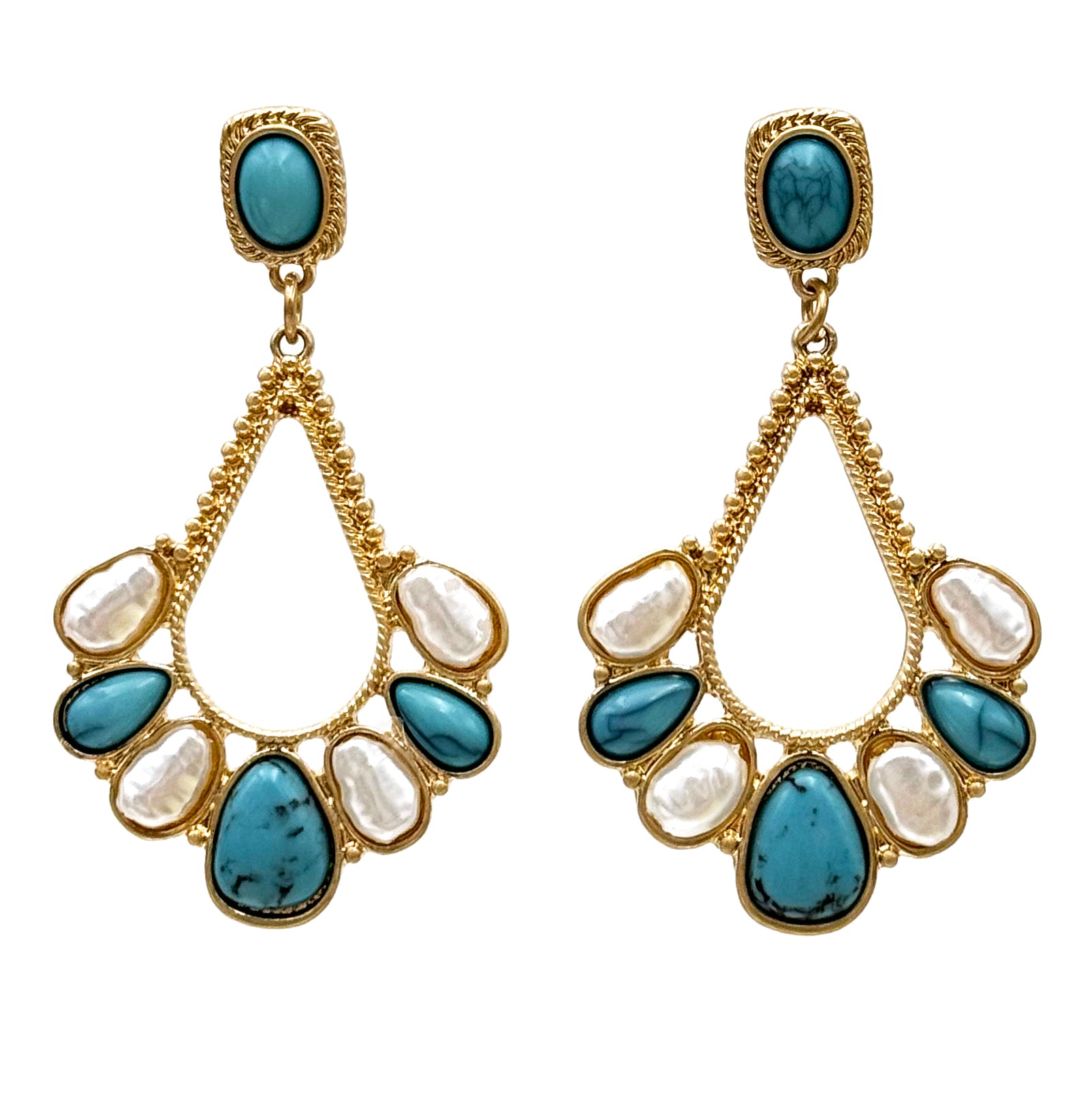 Turquoise Pearl Teardrop Earrings