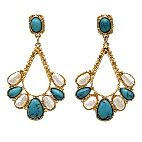 Turquoise Pearl Teardrop Earrings