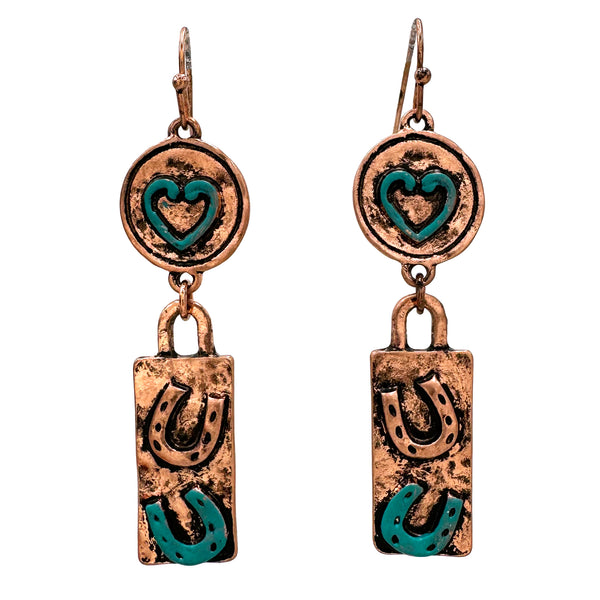 Heart and Horseshoe Western Earrings